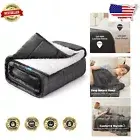 Plush Grey Weighted Blanket 25 lbs - Soft Sherpa Fleece for -Round Warmth