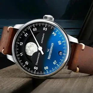 『MeisterSinger 明斯特單指針』ST982 月相鏡 夜光幕夜蘭二代 自動上鍊 男/女錶 43mm