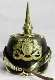 Spike Helmet Brass Leather Pickelhaube Fr Prussian Officer's Helmet Wwi German