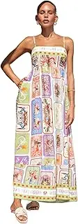 [Heychic] Women's Maxi Dress –Adjustable Straps, Shirred Back, Hidden Pockets, Flared Skirt