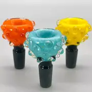 Full Assorted Color Frit Encased Bubble Warts Hand Blown Glass Bowl Gog 14mm