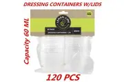 120 x 60ml Plastic Dressing Dipping Sauce BPA Free Mini Container With Lids Takeaway