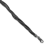 [JewelryWeb] 925 Sterling Silver Polished Multi strand Lobster Claw Closure Black Rhodium Wire Mesh 6-Strand Bracelet 7.5 Inch-Strand-Bracelet for Women