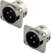 Tegg XLR 3-Pin Male Jack 2PCS 3 Pin Metal Panel Mount Chassis Microphone Mic Socket Audio D Connector