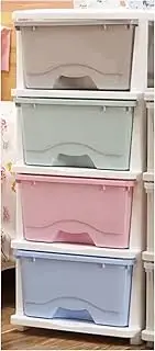 4 Tier Drawer Storage Organiser Plastic Office Box Cabinet Coloured