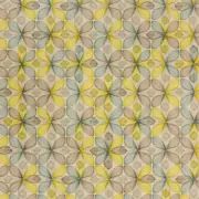 28 yd Momentum Silica Fiona Crisp Yellow Blue Gray Leaf Motif Upholstery Fabric