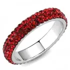 Jewel Encrusted Stainless Steel Eternity Band Red Crystal TK316