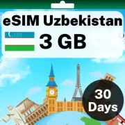 eSIM Uzbekistan - 3 GB - 30 Days - Travel eSIM | QR code activation