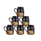 Black Ceramic Tea Cups Set of 6 for Coffee Hot & Cold Tea Cup 150 ML