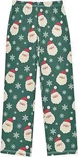 [ZZXXB] Santa Claus Snow Boys Long Pants Soft Trousers Elastic Waist Kids Lounge Bottoms with Pockets S-XL