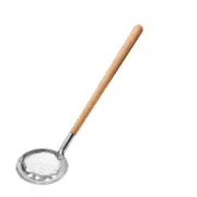 2Pcs Japanese Wooden Handle Anti-Hot Soup Stainless Steel Leakage Ramen Spoon Home Kitchen Gadget