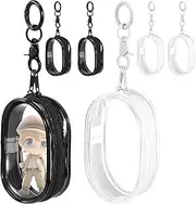 FwQoFvk 6Pcs Clear Figure Display Bag Clear Doll Display Case Keychain with Zipper Closure Portable Mini Figure Bags PVC Doll Bag Keychain Charms Clear Figure Pouch for Collectibles Mini Figures