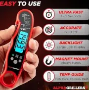 Instant Read Meat Thermometer for Cooking Grill and BBQ Griddl...