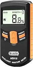 [Pinless Wood Moisture Meter] Dr.meter Upgraded Version Inductive Pinless Tools Intelligent Moisture Meter Digital Moisture Meter for Wood (Range 4% - 80% RH; Accuracy: 0.5%) MD918