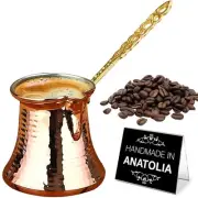 Turkish Coffee Pot, Greek Arabic Coffee Maker, Hammered Copper Coffee Cezve,S...