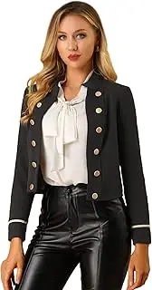 Allegra K Women's 1960s Casual Open Front Button Decor Vintage Steampunk Jacket