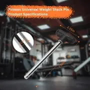 Weight Stack Pin Gym Heavy Duty Pin Tensile 3/8 Diameter 5-1/2" Locking Space