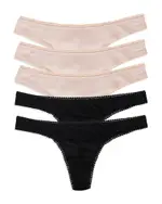 On Gossamer Mesh High Cut Thongs, Set of 5