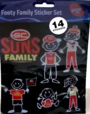 GOLD COAST SUNS AFL LOGO AND FAMILY STICK FIGURES 14 STICKERS.