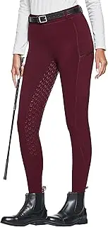 [FitsT4 Sports] FitsT4 Women's Winter Riding Leggings Fleece Riding Trousers Silicone Full Seat Riding Breeches with Zip Pockets and Belt Loops