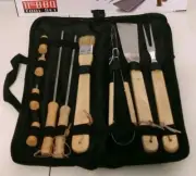 Grande Chef Pro 11 Piece BBQ Tool Set in Black Case Wooden Handles - NEW