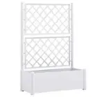 Garden Planter Wooden Raised Bed Grow Pot Box Trellis 100x43x142cm White