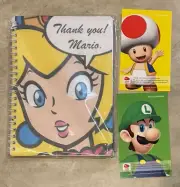 Club Nintendo Super Mario Princess Peach Lined Spiral Ring Notebook +Bonus Cards