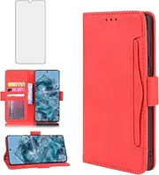 Compatible with Google Pixel 8 Pro 5G Wallet Case and Tempered Glass Screen Protector Card Holder Stand Leather Flip Cell Accessories Phone Cover for Pixel8Pro Pixel8 XL Eight 8Pro Women Men Red