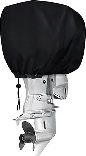 FLYMEI Outboard Motor Cover Waterproof Boat Motor Cover Boat Engine Hood Covers - Fit for Motor 115-225 HP, Black