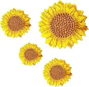 Gadpiparty 4Pcs Sunflower Embroidery Patches Decorative Flower Applique for Clothing Shoes Accessories Durable and Easy to Use Sewing Decor Materials Cute and Chic Design for DIY