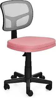 Giantex Swivel Desk Computer Chair for Kids, Adjustable Ergonomic Children Mesh Study Chair with Backrest, Lumbar Support, Removable Cushion, Modern Rolling Task Chair for Bedroom, Office (Pink)