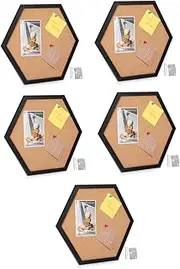 SHINEOFI 5 Sets Decorative Hexagon Cork Tiles Wall Tack Board Photo DIY Bulletin Board Office Organizer Perfect for Home Office