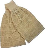 ZENVY Tie Latch Towels Set of 2 | Hanging Hand Towels Set with Hook & Loop Closure (Tan)