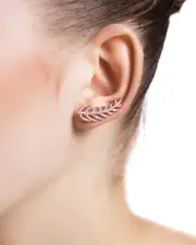 Amorium 18K Rose Gold Vermeil CZ Feather Ear Cuff