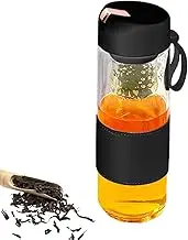 Tea Infuser Bottle, Magnetic Cuppa Separation Glass, 450ml Brew Mug, Water Flask with Extractor, (7.87x2.6 Inches), Perfect for Home, Apartment, Camping, and Travel