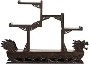 Small Antique Shelf Solid Wood Duobao Pavilion Purple Clay teapot Tea Set Shelf Storage Rack Ornaments,43x9x31cm