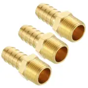 Pack of 3 Brass Hose Barb Fittings 1/2" Hose Barb to 3/8" NPT Male Fittings