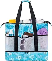 [JIANYA] Beach Bags for Women Vacation - Waterproof Sandproof Beach Tote Bag with Leakproof Cooler - XL Waterproof Tote Bag