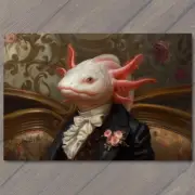 FLATCARD Victorian Axolotl Elegance in a Vintage Regal Dress Weird Funny Strange