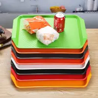 在飛比找樂天市場購物網優惠-塑料托盤長方形商用飯餐廳上菜專用餐盤防滑堡快餐盤