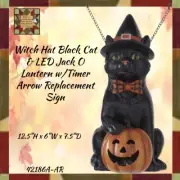 Witch Hat Black Cat & Jack O Lantern LED w/Timer Arrow Replacement Sign