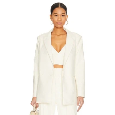 Alice + Olivia Justin Faux Leather Blazer Ecru Size 8 NWT