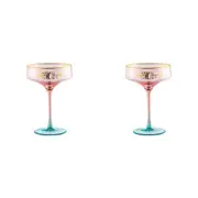 2x 40th Birthday 300ml Fluted Coupe Wine/Cocktail Glass Stemmed Drinkware Pink