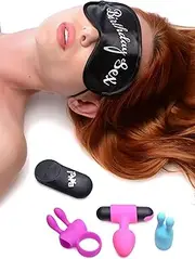 Bang! Remote Control Blindfold Silicone Birthday Sex Bullet Kit, Multicolour