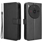 For Zte Nubia Z50s Pro 5g Pu Leather Flip Cover Diamond Texture Wallet Stand Phone Case