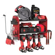 Power Tool Organizer Wall Mount | Adjustable 3-Tier Shelf with Charging Stati...