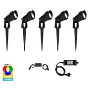 Spitze LED Garden Spike Light Kit RF+WIFI RGBCW in Black Havit Lighting - HV1428RGBCW-KIT