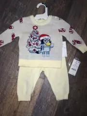 Bluey Christmas 2 pc Sweater Pant set Disney Girl Boy 0-3 month NWT unisex