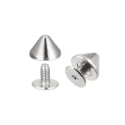 9x6mm Screw Back Rivets 30 Sets Solid Leather Studs for DIY Silver Tone