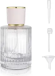 Yerpkefey 50ml/1.7 Oz Glass Spray Bottle Perfume Atomizer,Refillable Perfume Spray Bottle Perfume Bottles Empty with 3 Kinds of Perfume Dispenser (Round 50ml)